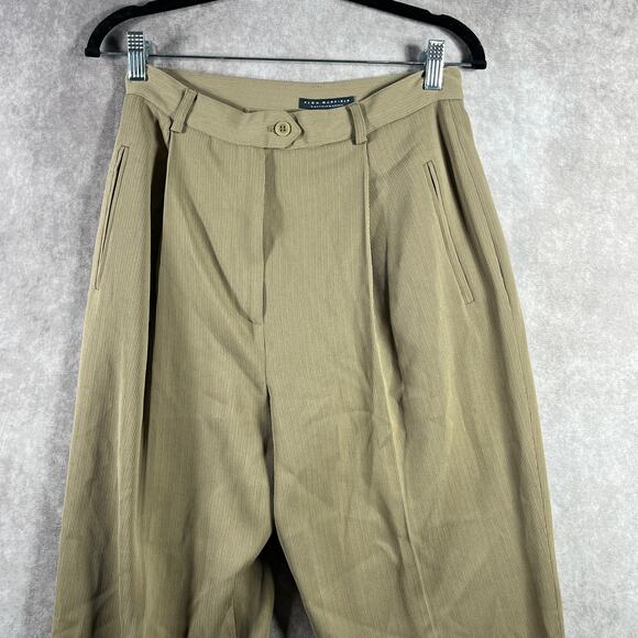 Alex Garfield Sydney Trousers Dress Pants Women 6 Beige Tapered Pleated Textured - Picture 2 of 10